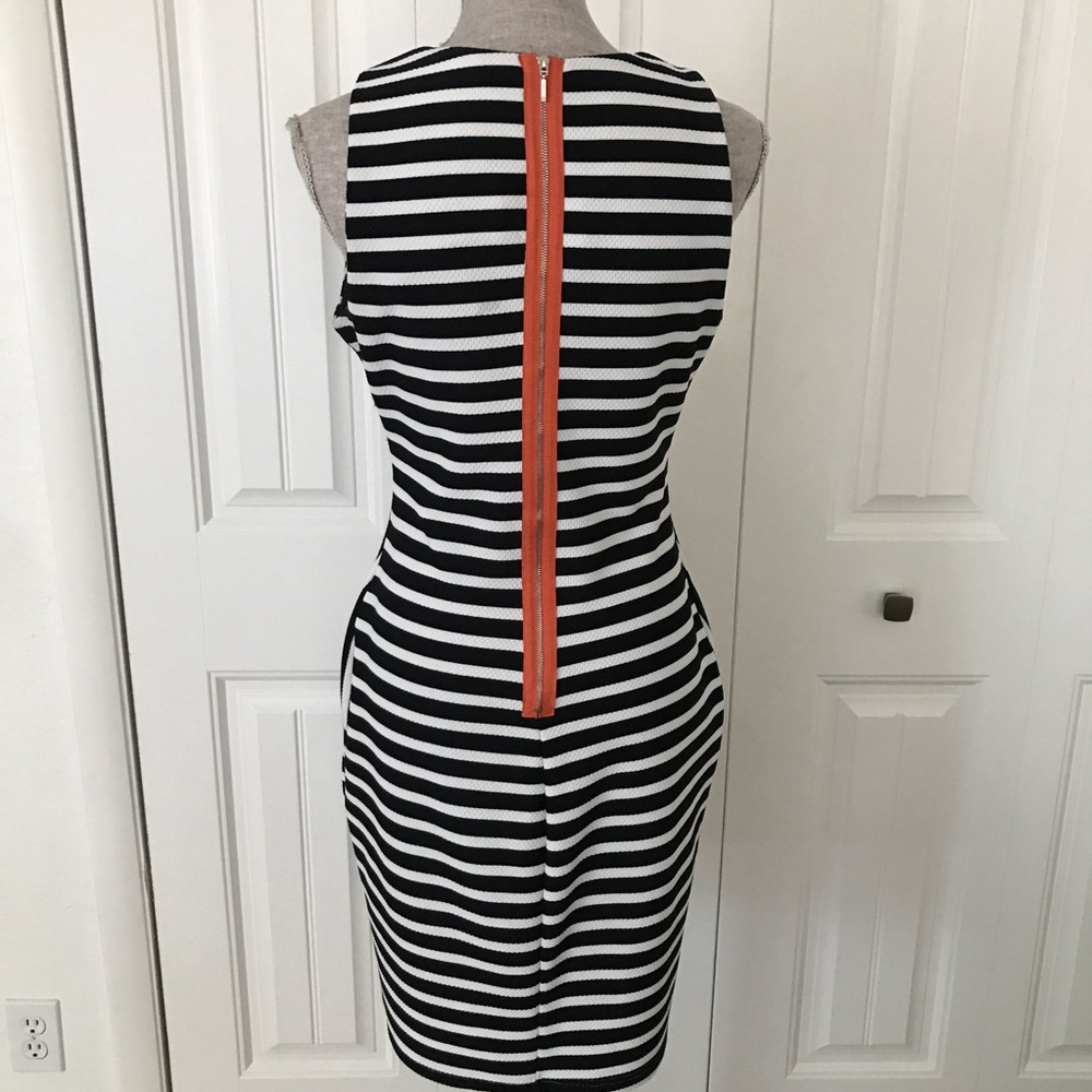 Sharagano🌺 Women’s B & W Striped Textured dress 6 - Picture 4 of 7